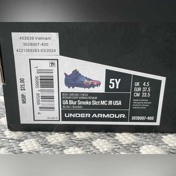 Under Armour Cleats Boys 5 Red White Blue 5Y UA spotlight USA football shoes - Picture 4 of 16